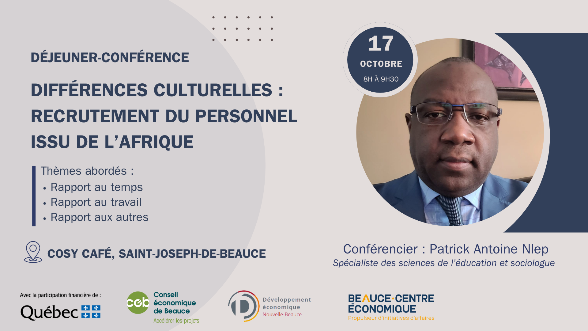 Déjeuner-conférence Différences culturelles : recrutement du personnel issu de l’Afrique